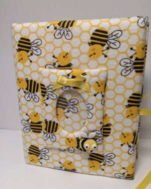 Photo Album with Bumble Bees - Holds 100 4x6 Photos - Handmade Fabric Photo Album