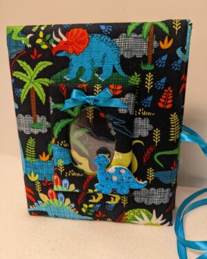 Custom Turquoise Dinosaur Photo Album - Holds 100 4x6 Photos - Handmade Fabric Photo Album