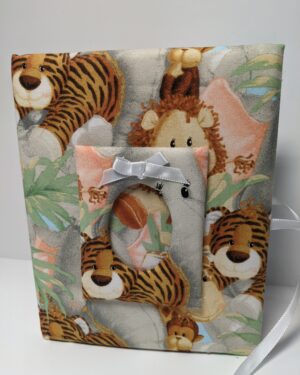Beautiful Baby Jungle Fabric Photo Album - For Boy or Girl - Baby Jungle Animals - Holds 100 4x6 Photos - Unique Baby Gift